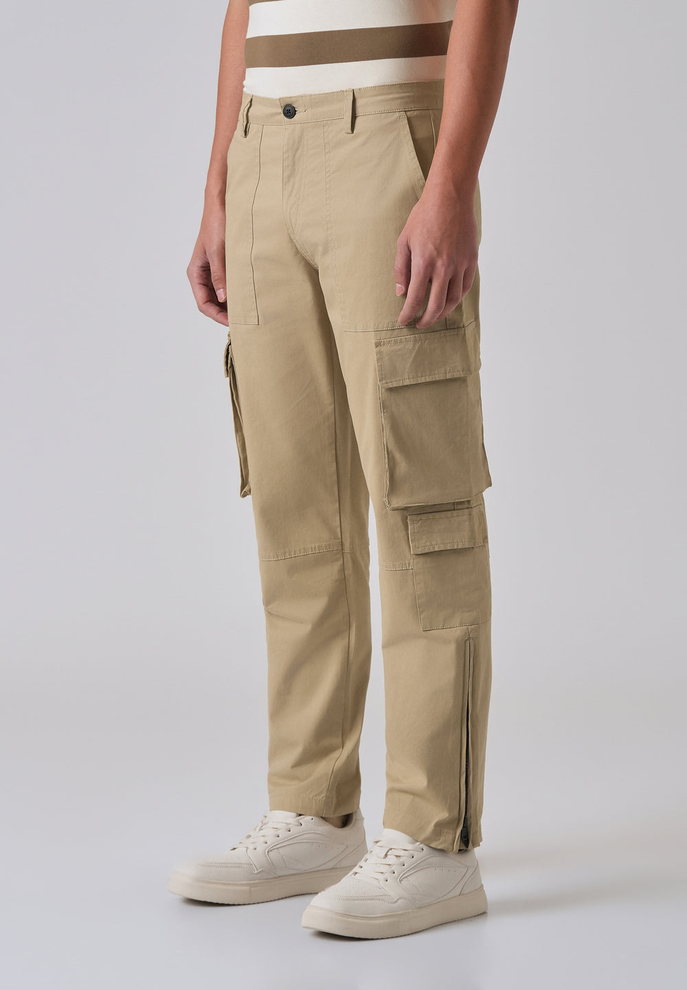 Sepia Brown Zipper Cargo Pant