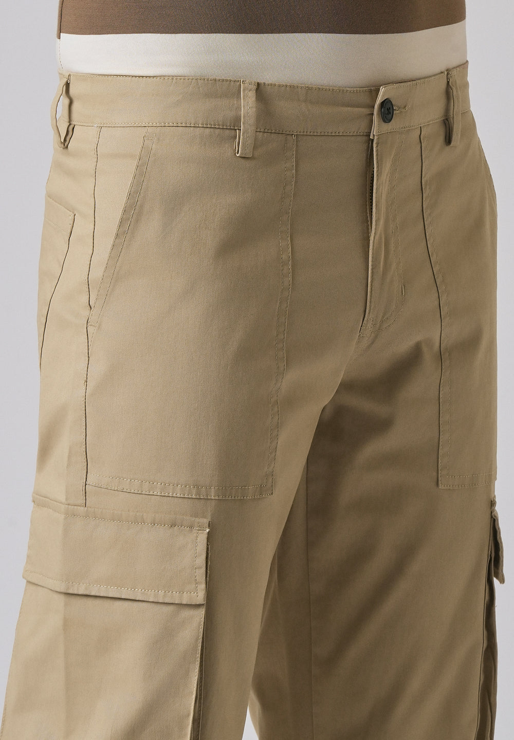 Sepia Brown Zipper Cargo Pant