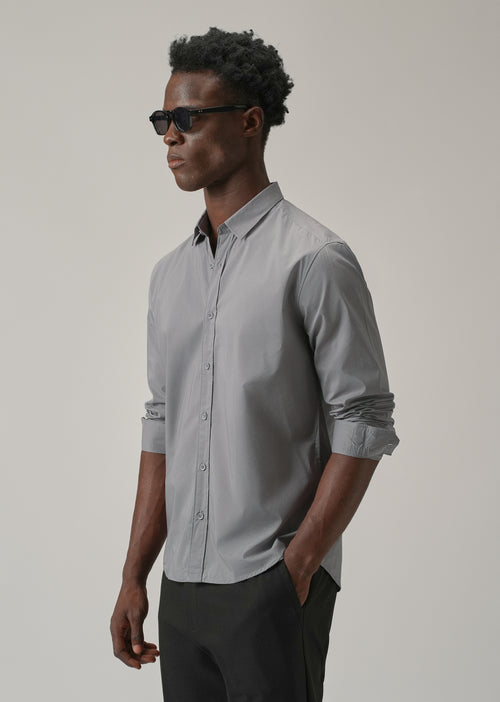 Shale Grey Plain Cotton Shirt