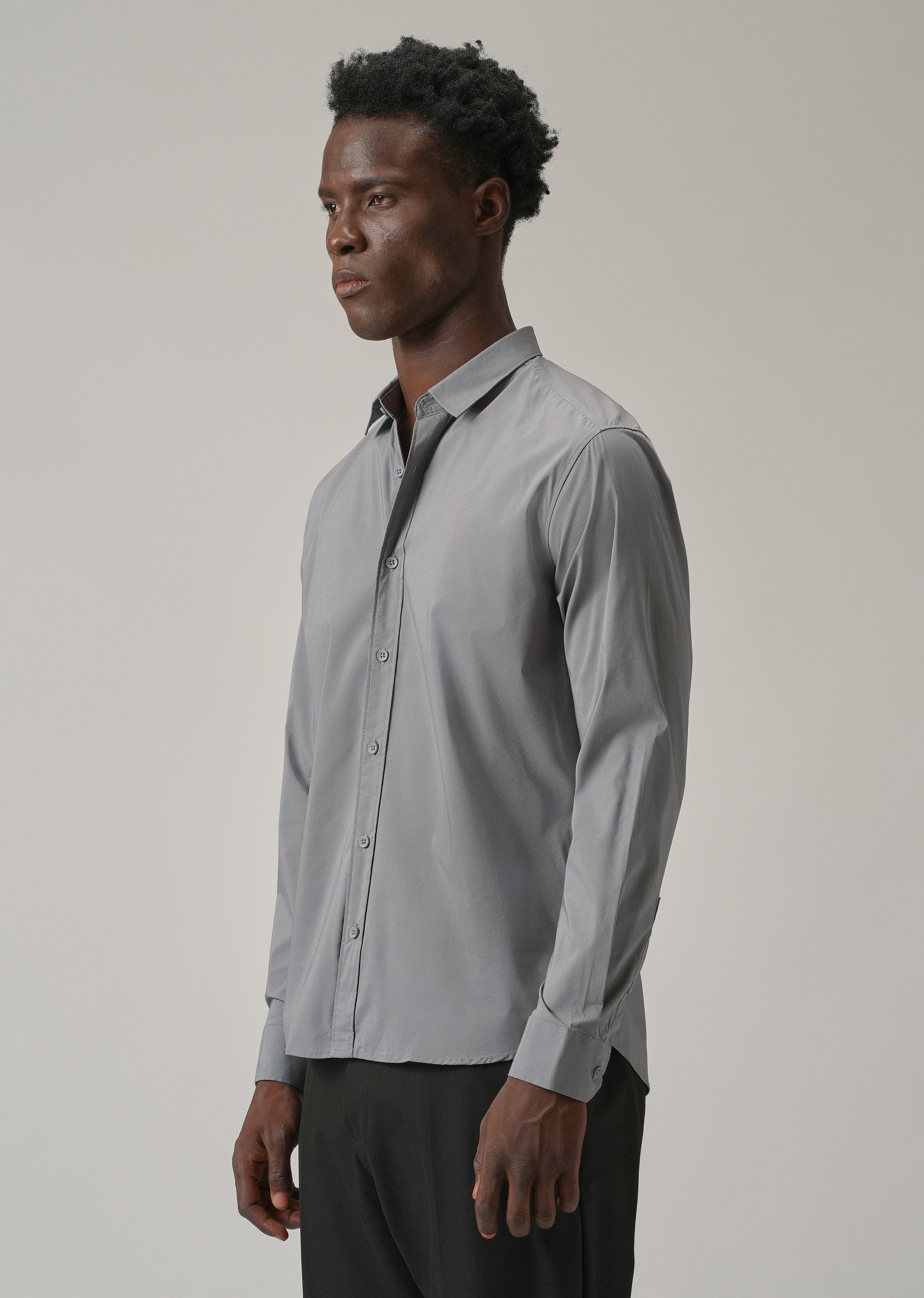 Shale Grey Plain Cotton Shirt