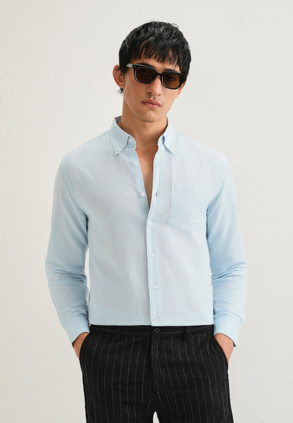 Sky Blue Cotton Linen Shirt