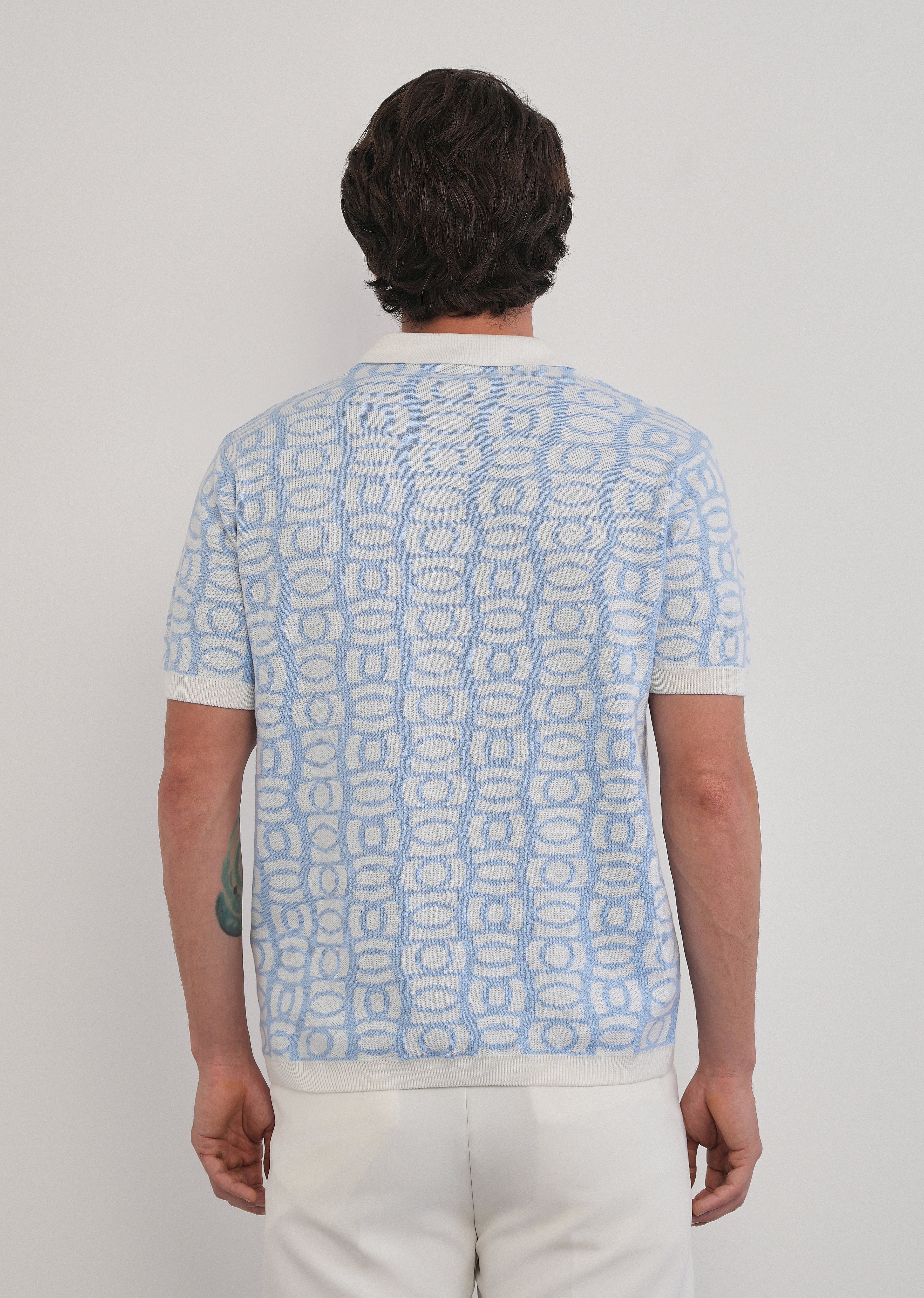 Cotton Sky Blue Knitted Polo