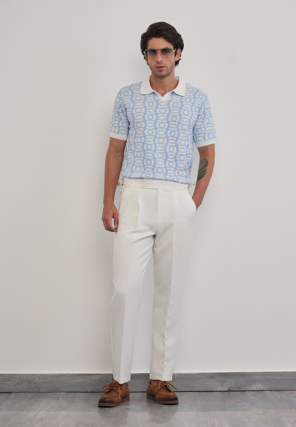 Cotton Sky Blue Knitted Polo