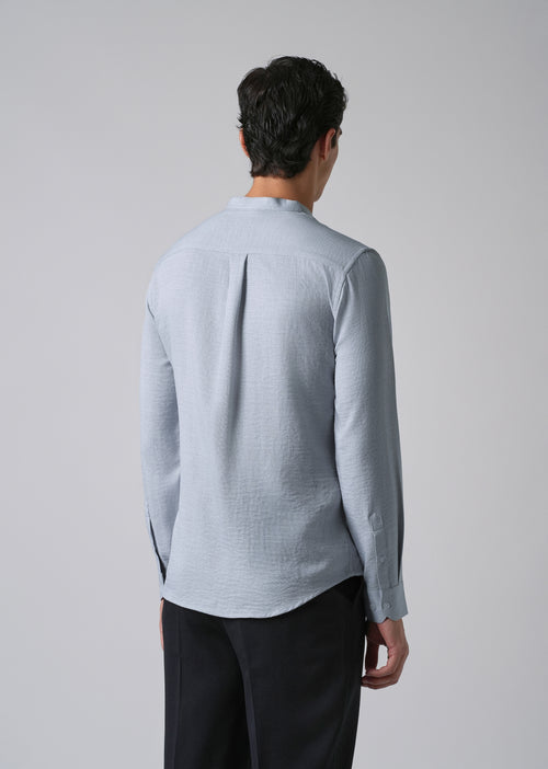 Sky Blue Plain Mandarin Collar Shirt