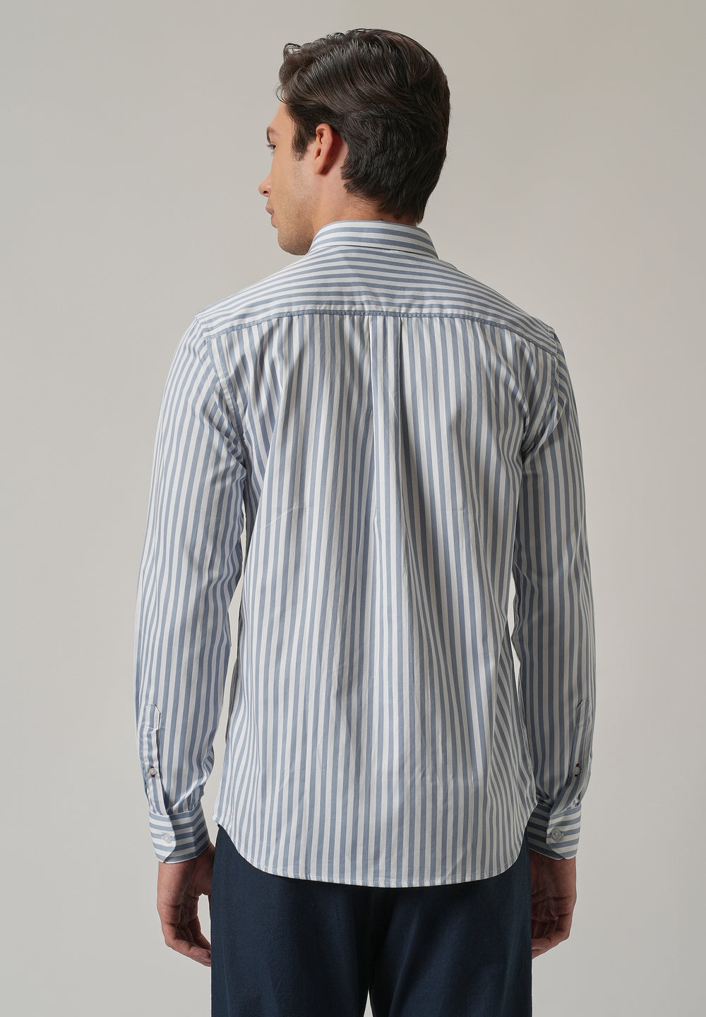 Sky Blue Satin Pin Stripe Shirt