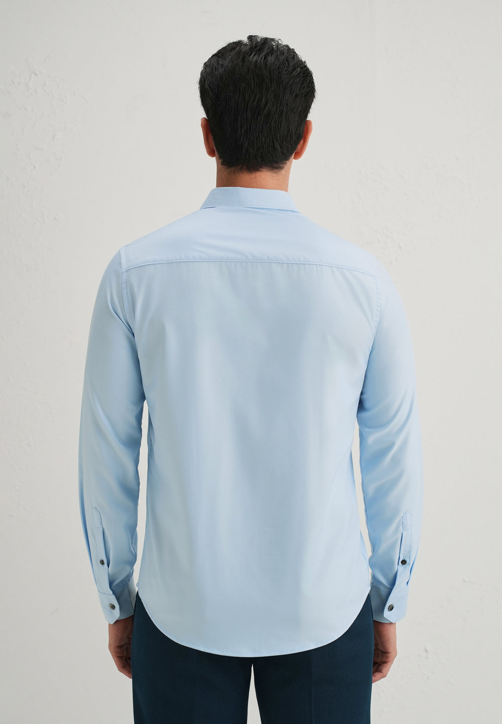 Sky Blue Stitchless Placket Plain Shirt