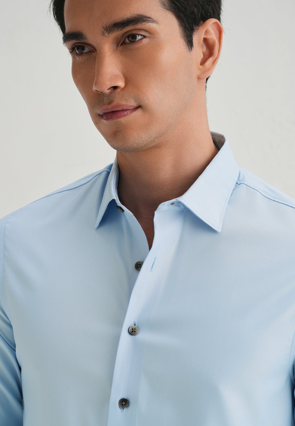 Sky Blue Stitchless Placket Plain Shirt