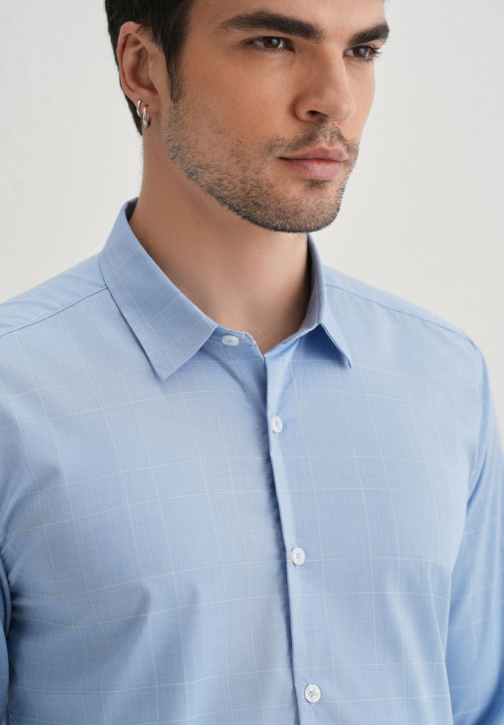 Sky Blue Windowpane Check Shirt