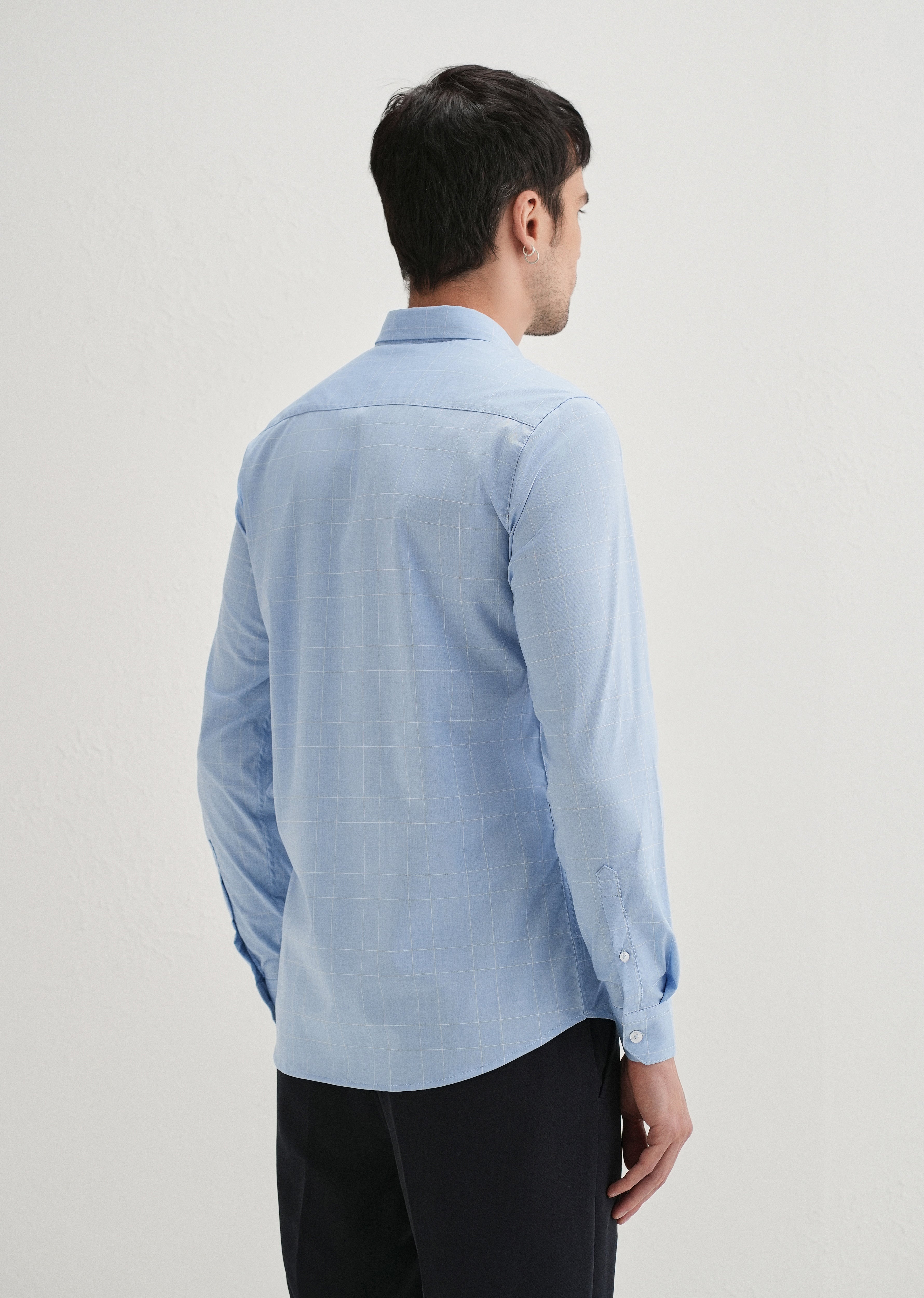 Sky Blue Windowpane Check Shirt