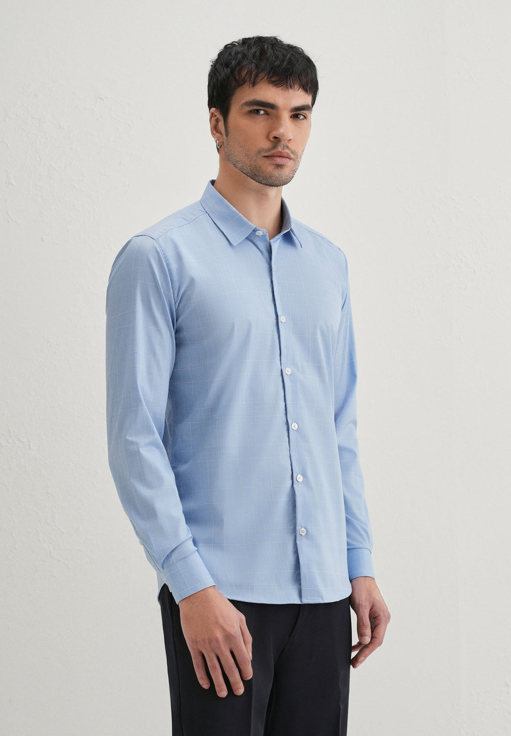 Sky Blue Windowpane Check Shirt