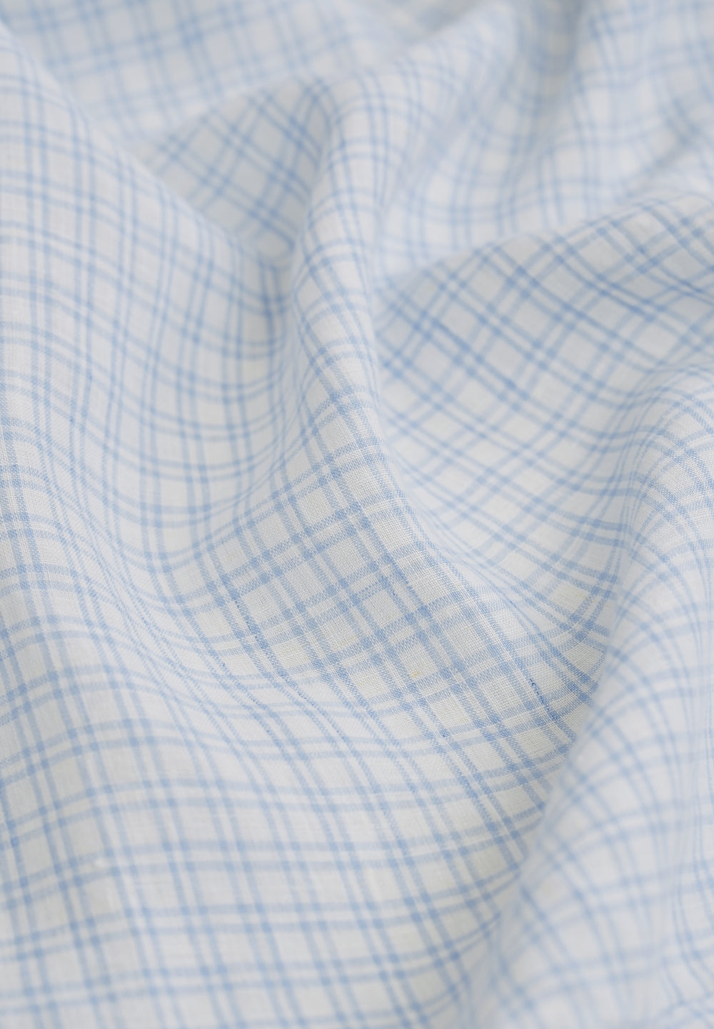 Sky Blue 100% Pure Linen Check Shirt