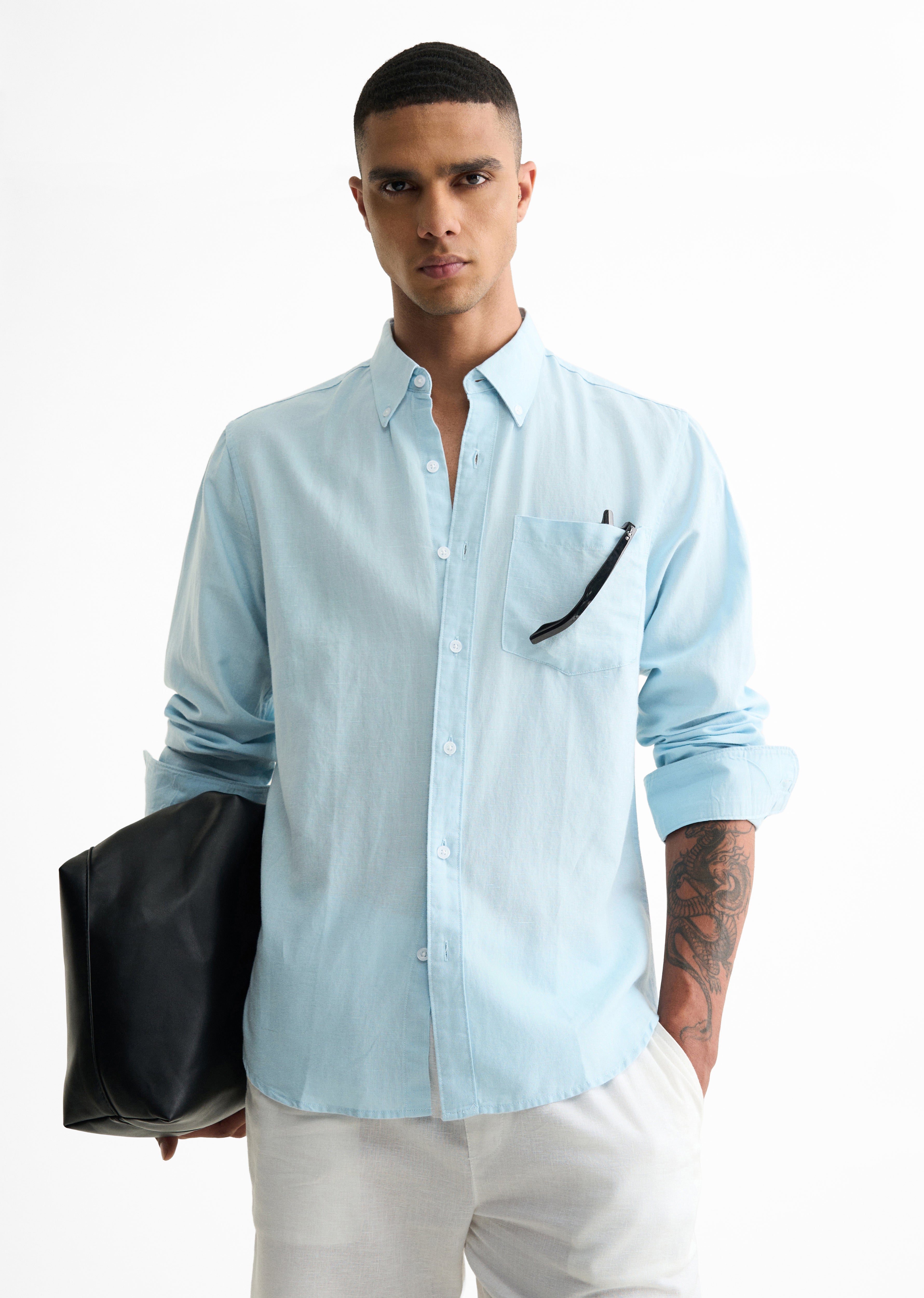 Sky Blue Cotton Linen Shirt
