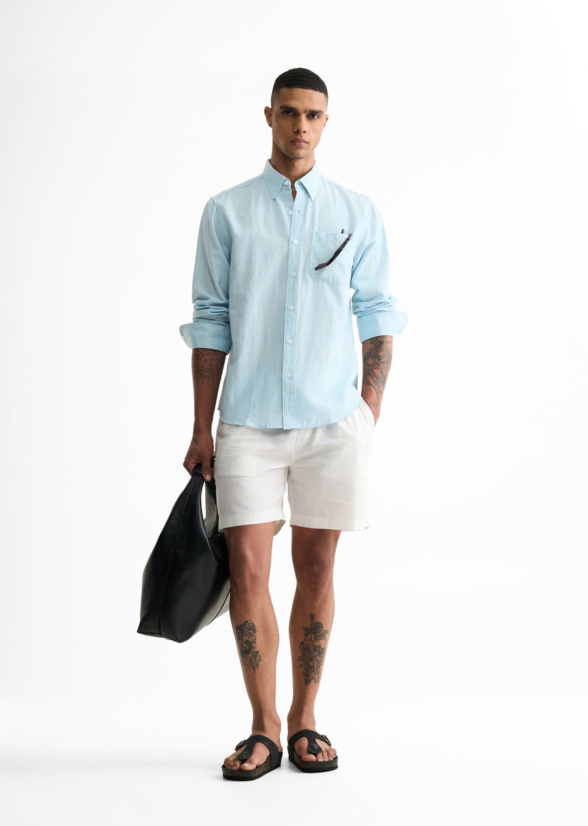 Sky Blue Cotton Linen Shirt