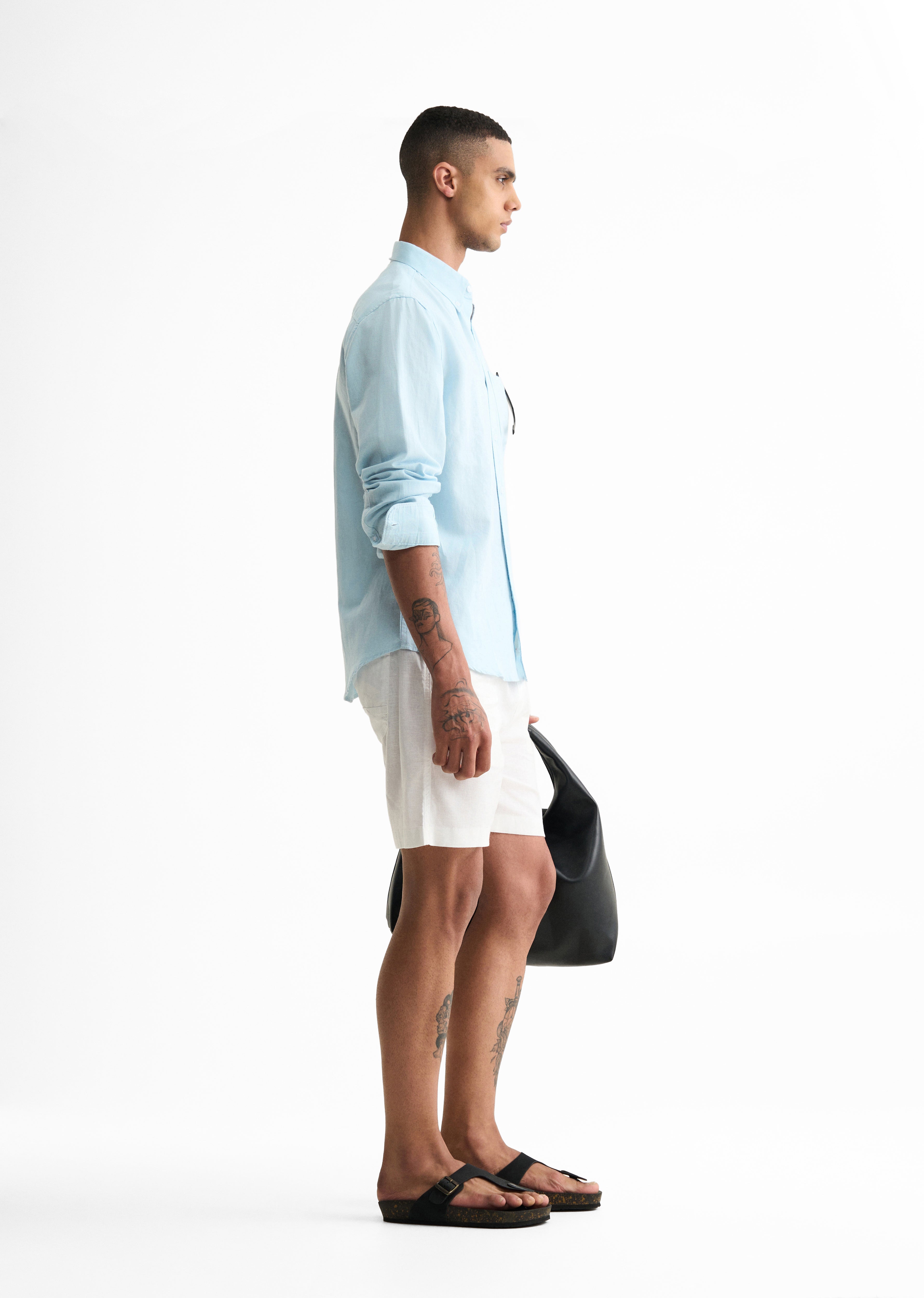 Sky Blue Cotton Linen Shirt