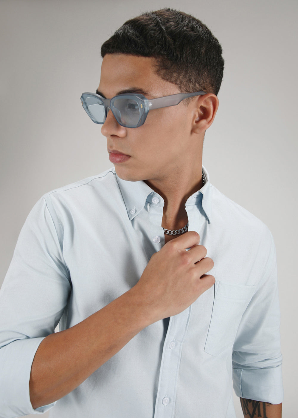Sky Blue Plain Cotton Oxford Shirt