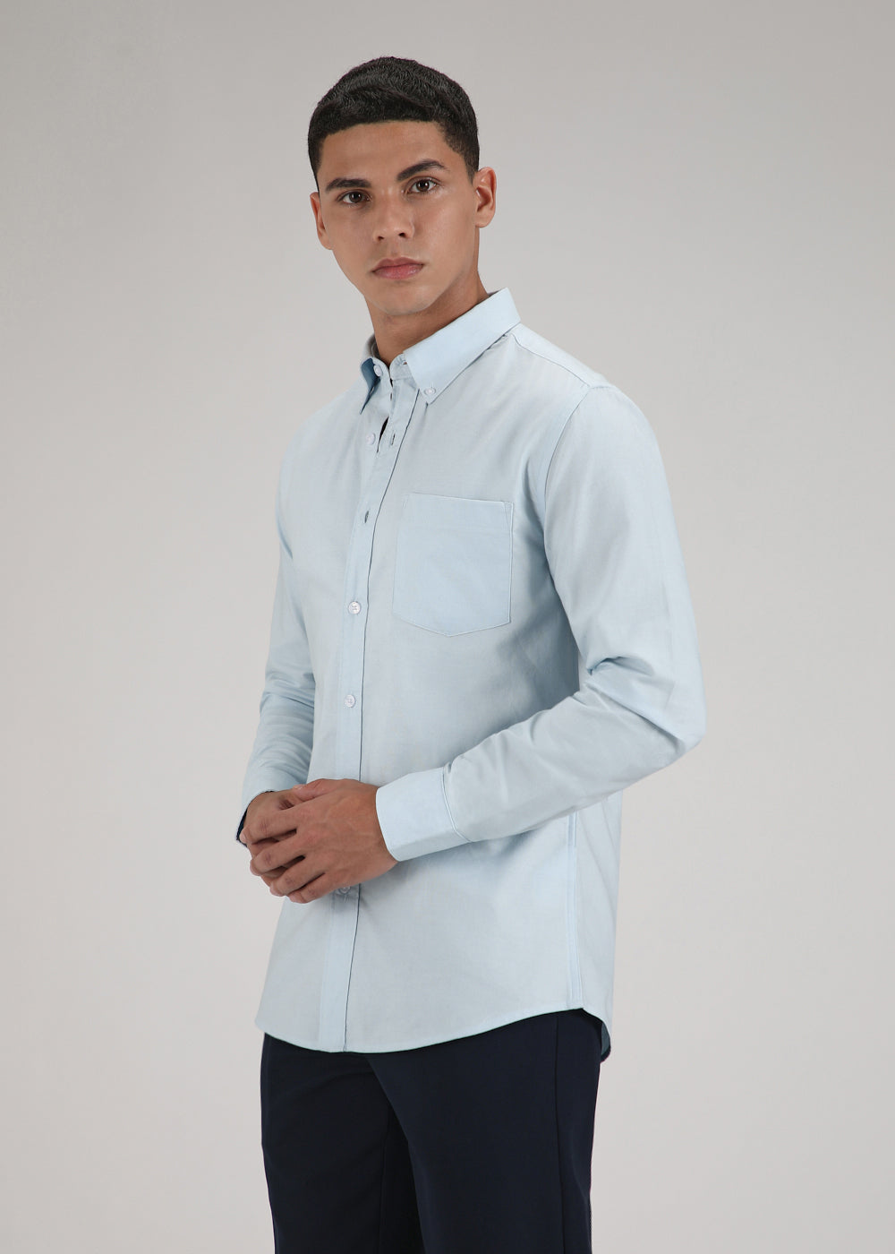 Sky Blue Plain Cotton Oxford Shirt