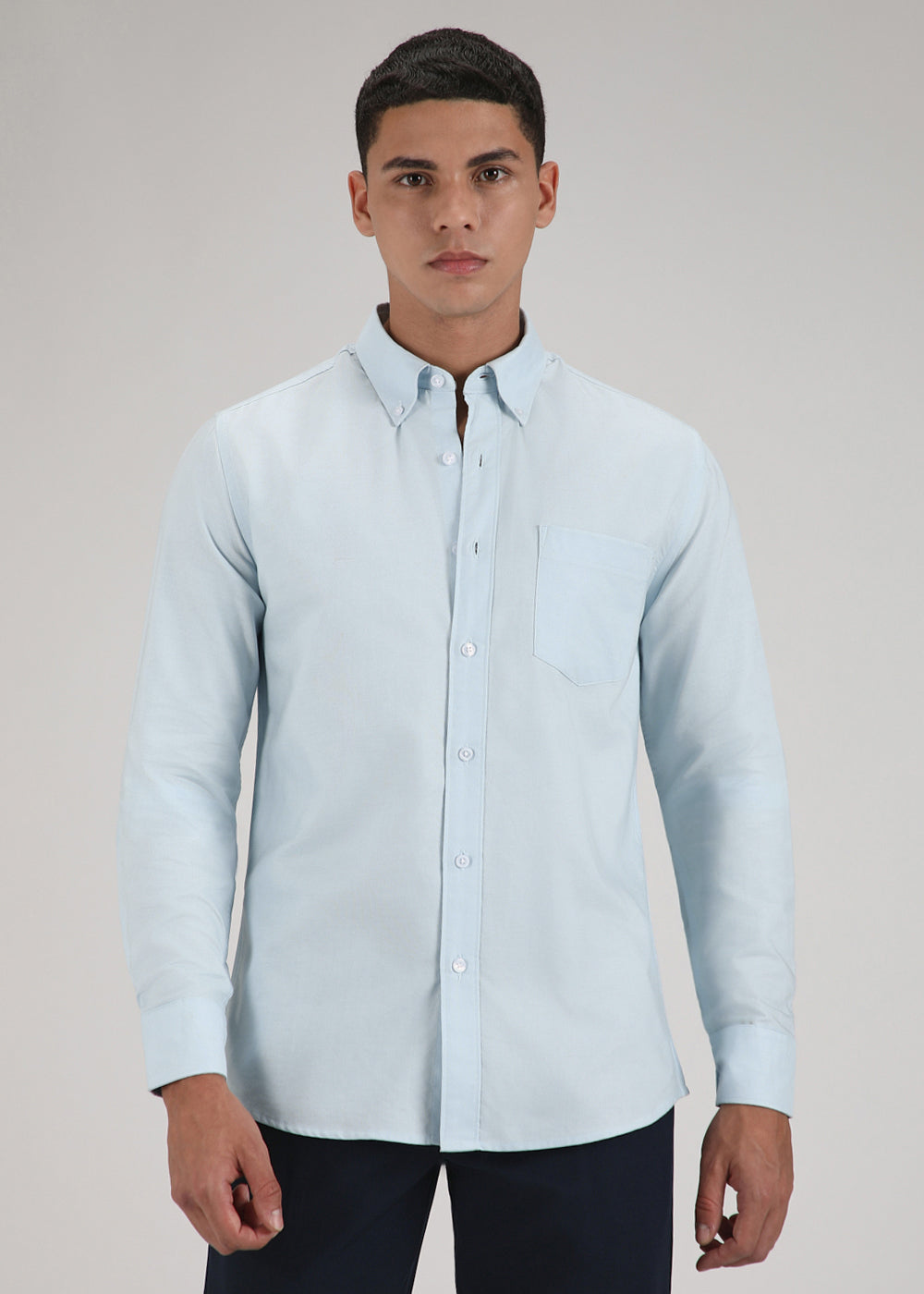 Sky Blue Plain Cotton Oxford Shirt