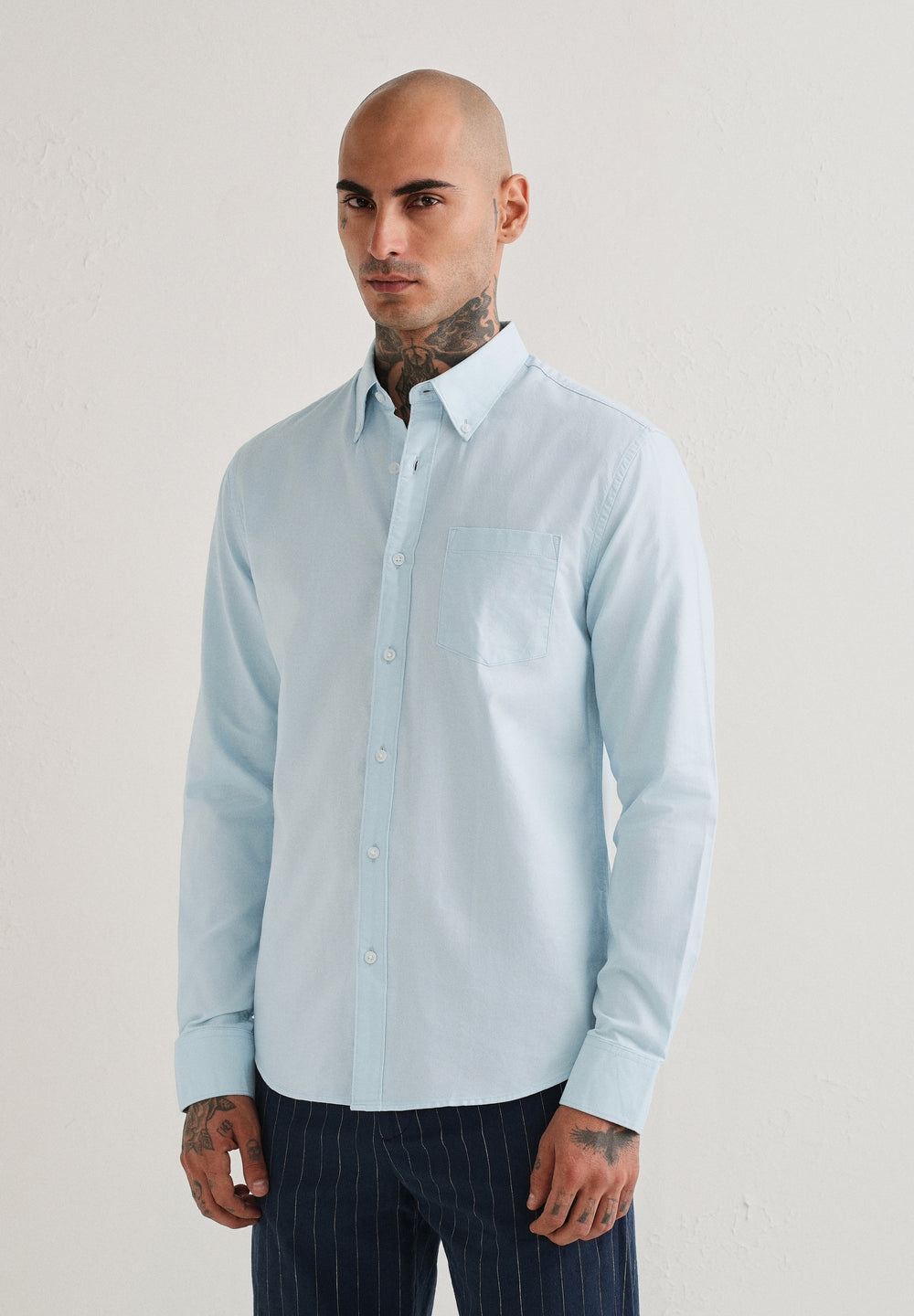 Sky Blue Plain Cotton Oxford Shirt