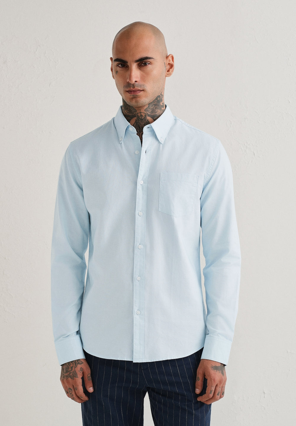 Sky Blue Plain Cotton Oxford Shirt