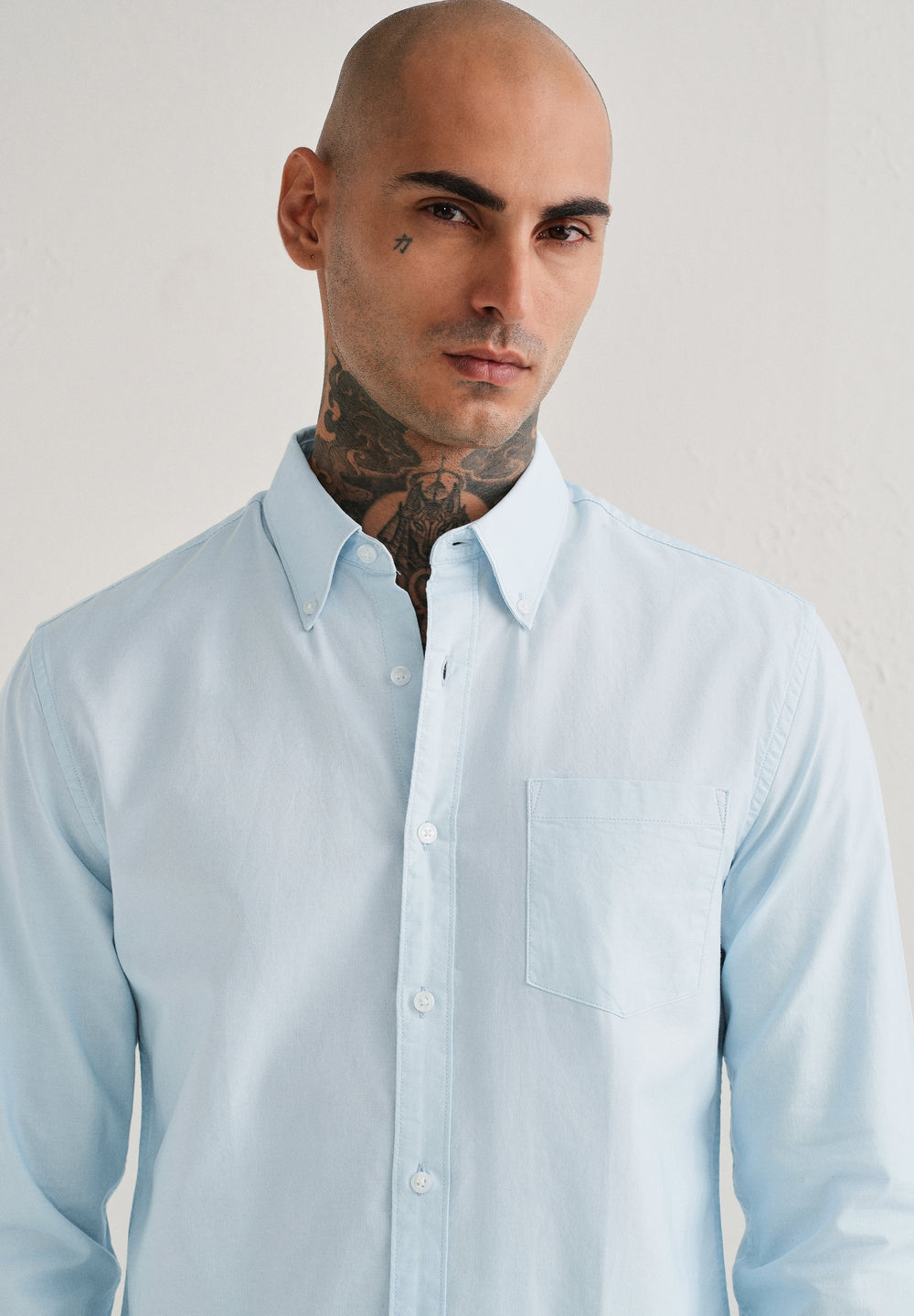 Sky Blue Plain Cotton Oxford Shirt