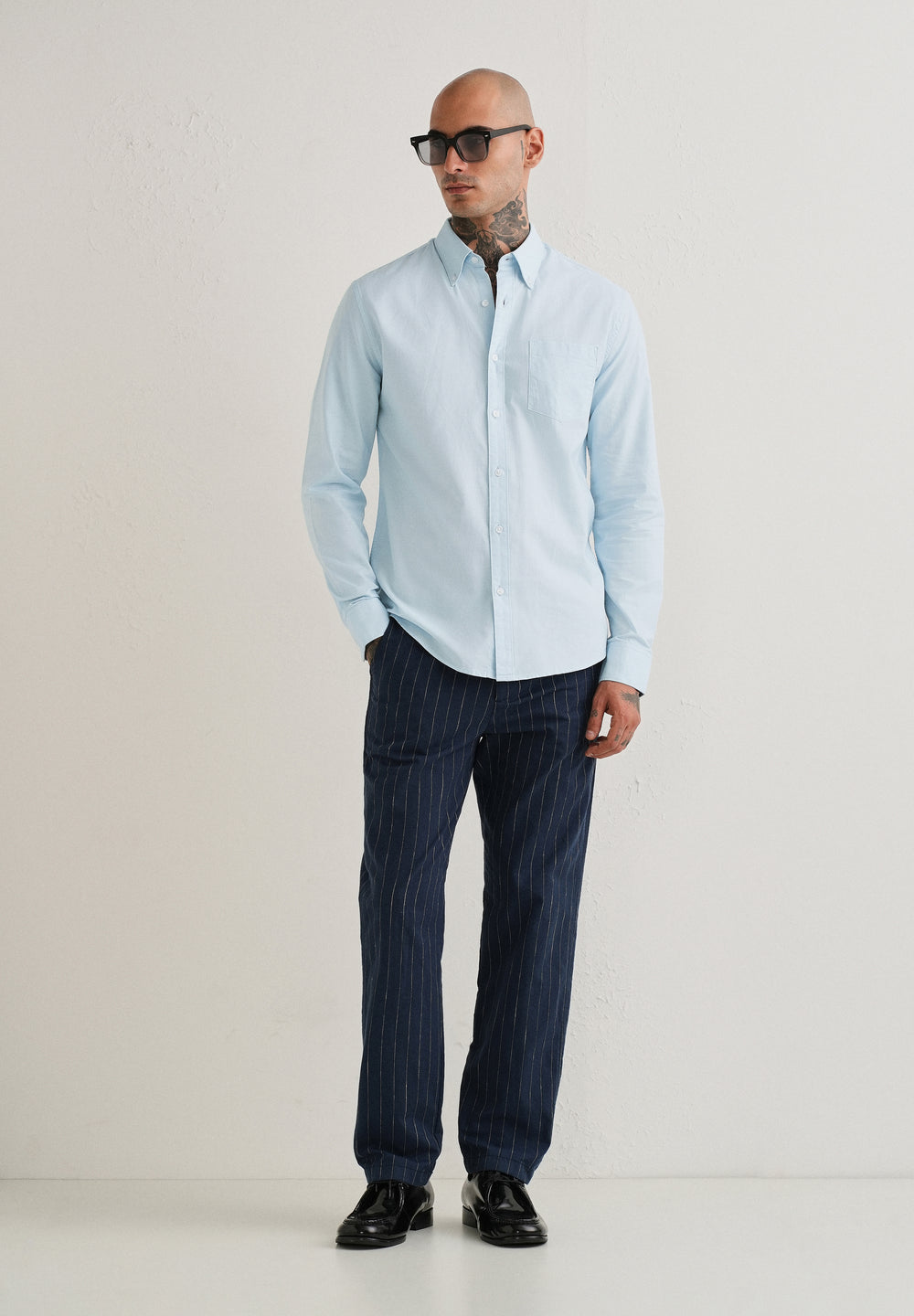 Sky Blue Plain Cotton Oxford Shirt