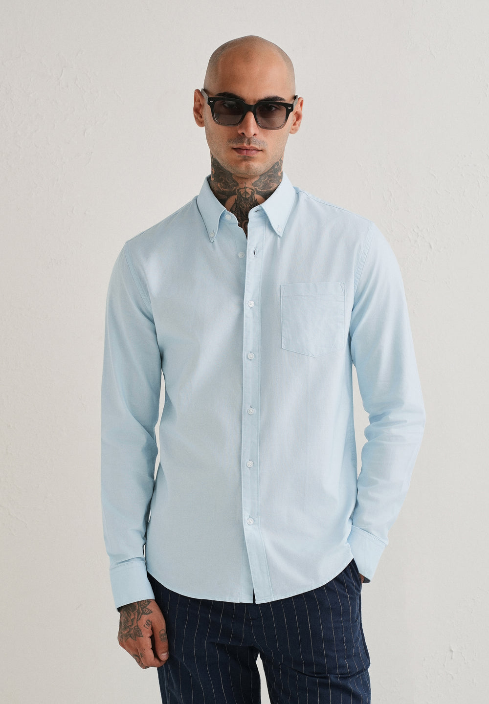 Sky Blue Plain Cotton Oxford Shirt