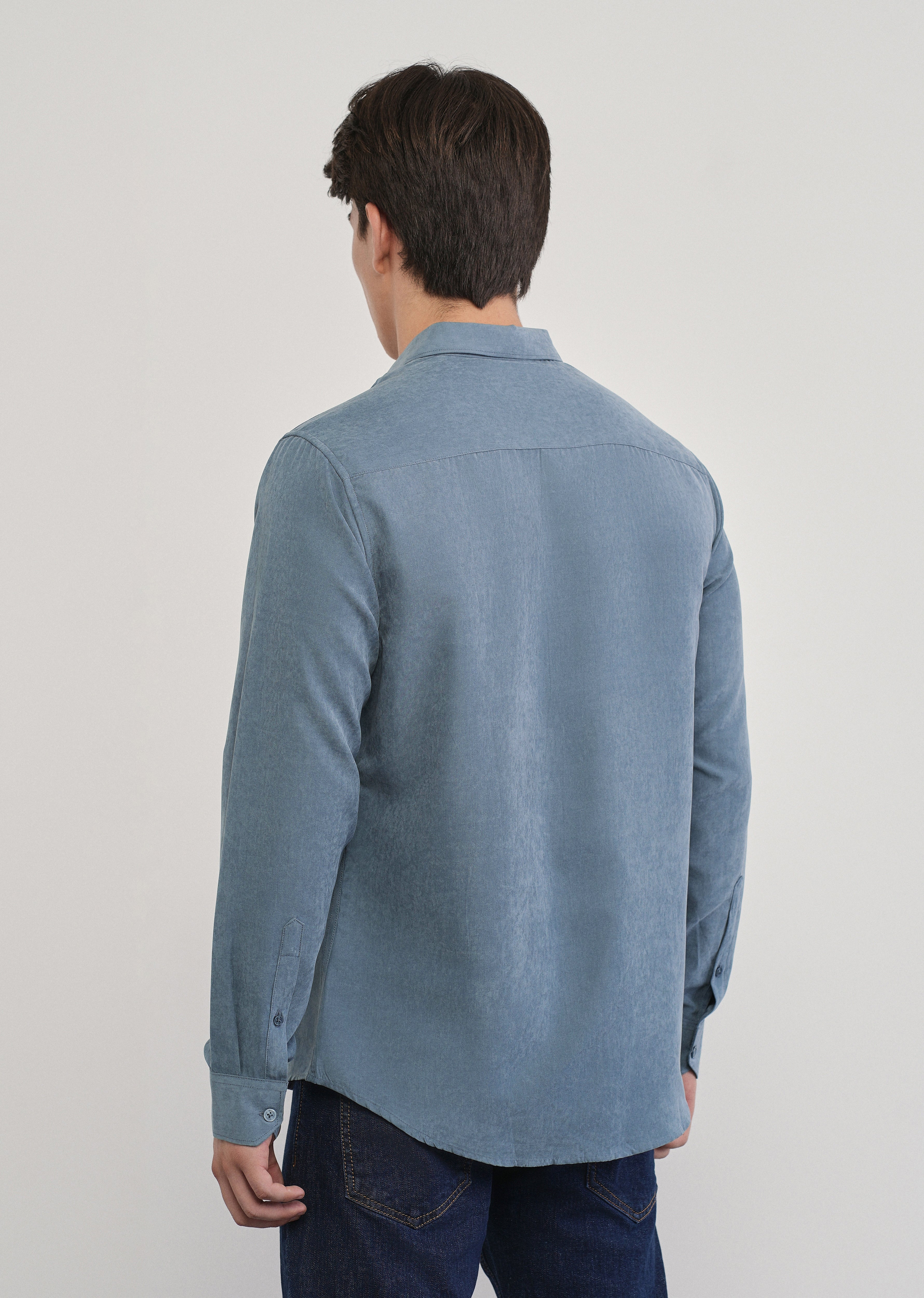 Slate Blue Suede Plain Shirt