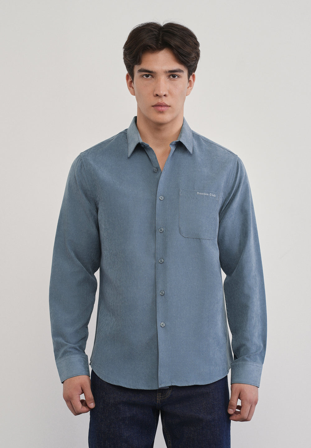 Slate Blue Suede Plain Shirt