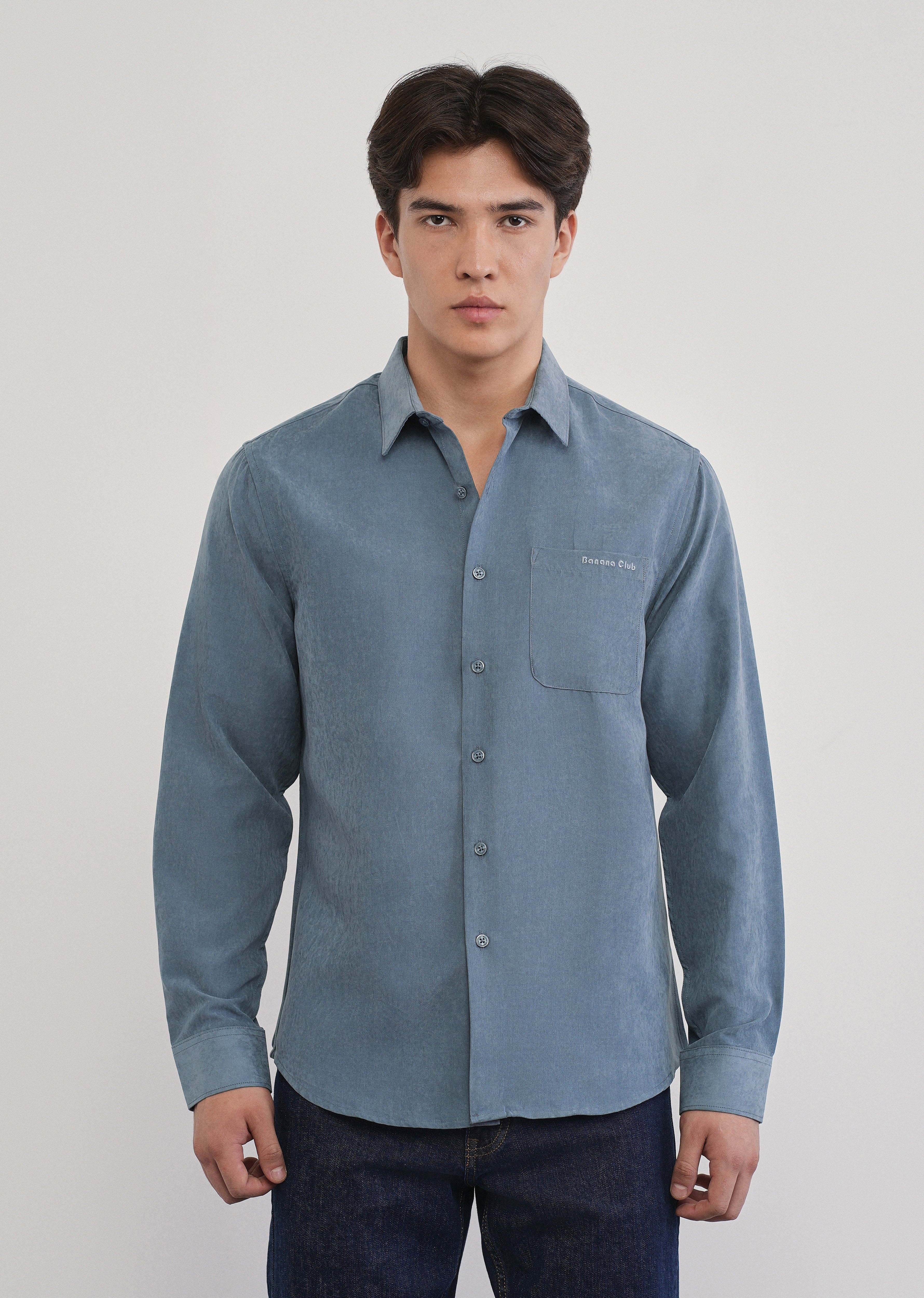 Slate Blue Suede Plain Shirt
