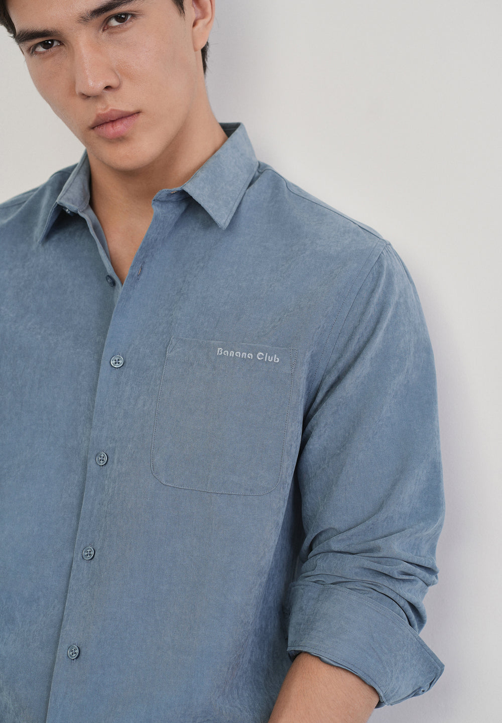 Slate Blue Suede Plain Shirt