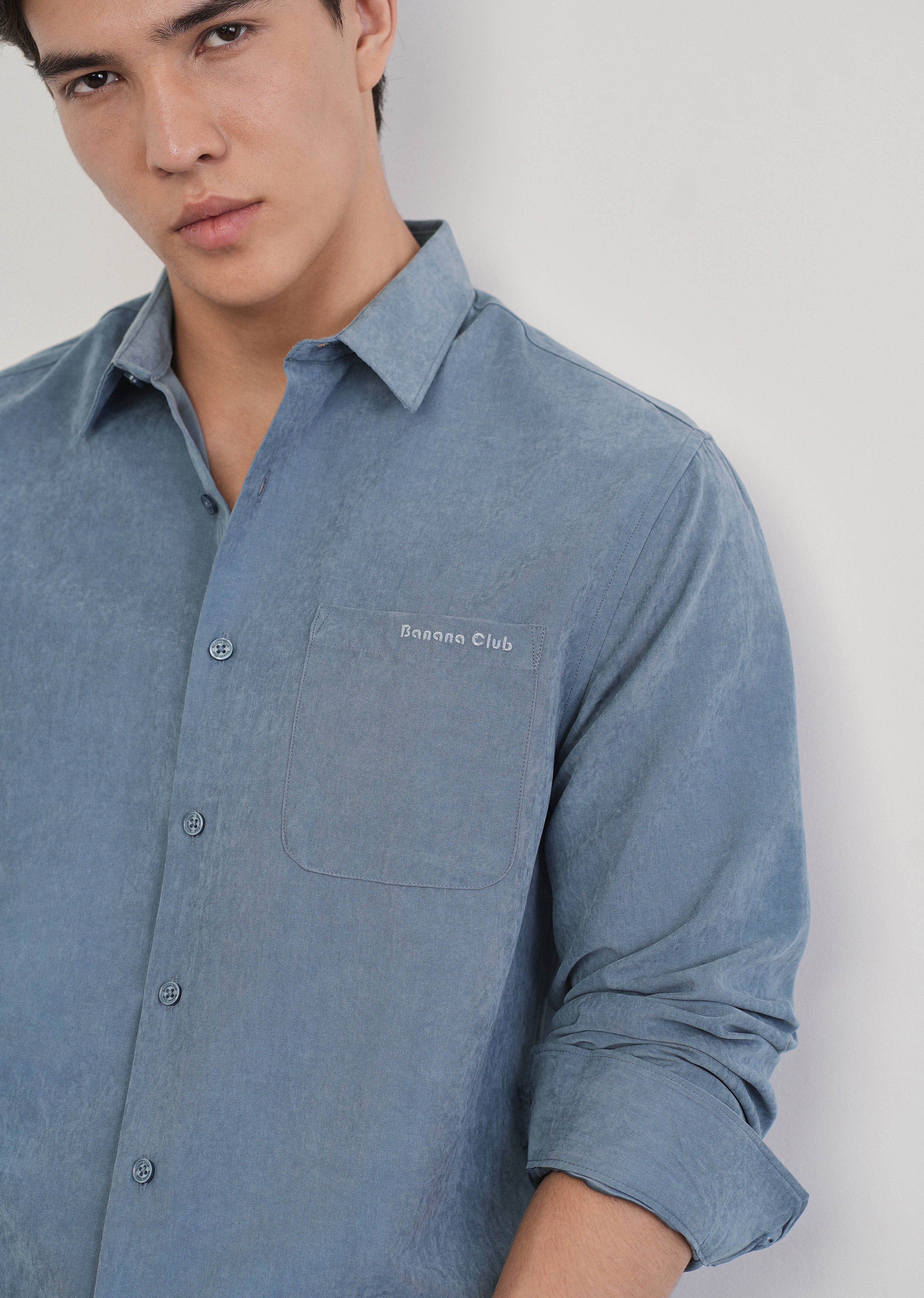Slate Blue Suede Plain Shirt