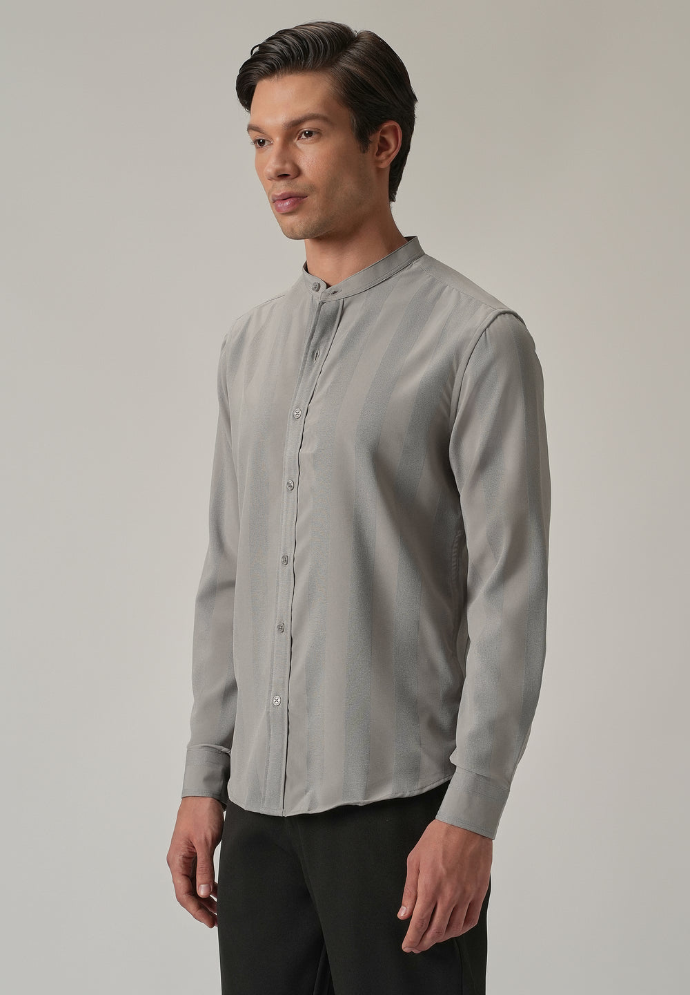 Slate Grey Plain Shein Patterned Shirt