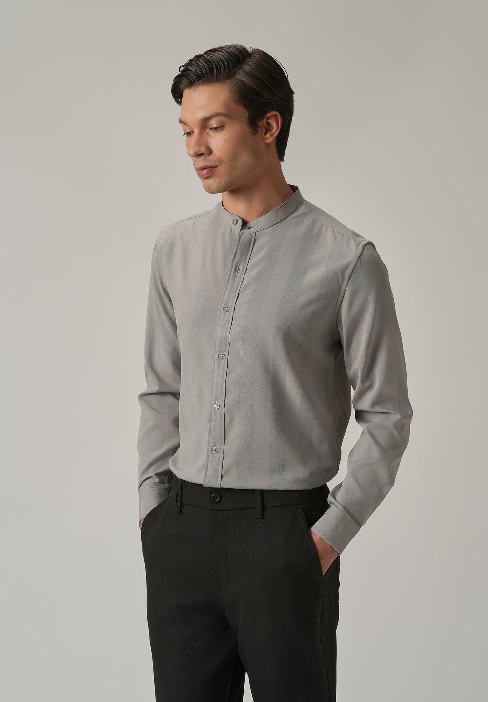 Slate Grey Plain Shein Patterned Shirt
