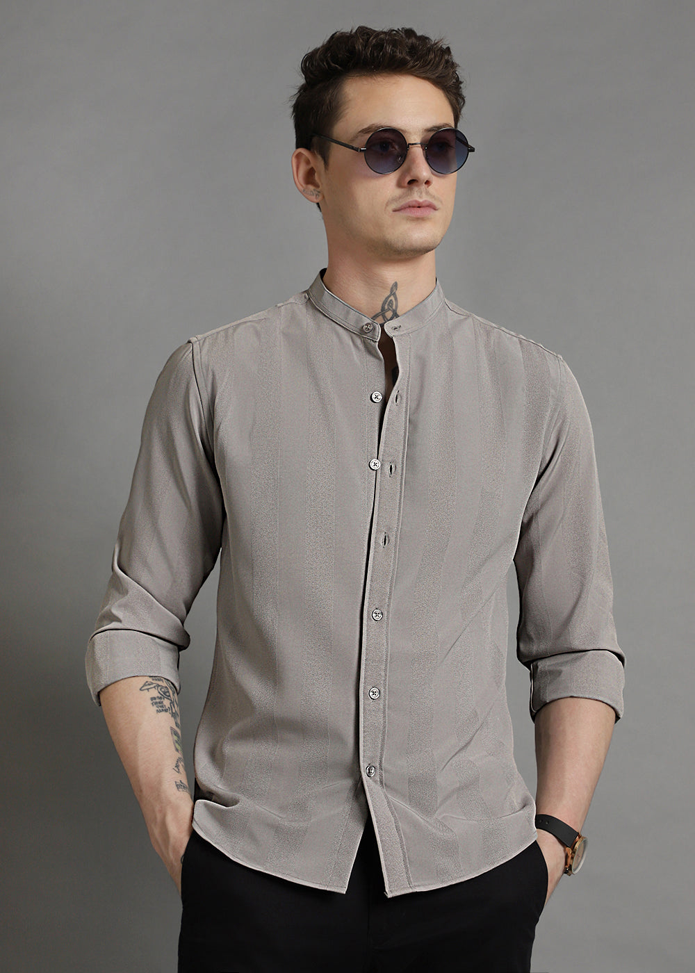 Slate Grey Shein Patterned Shirt
