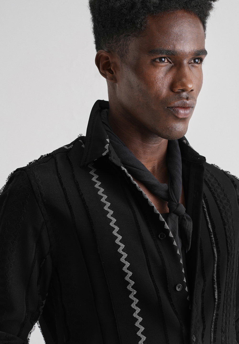 Sleek Black Vertical Chevron Striped Shirt