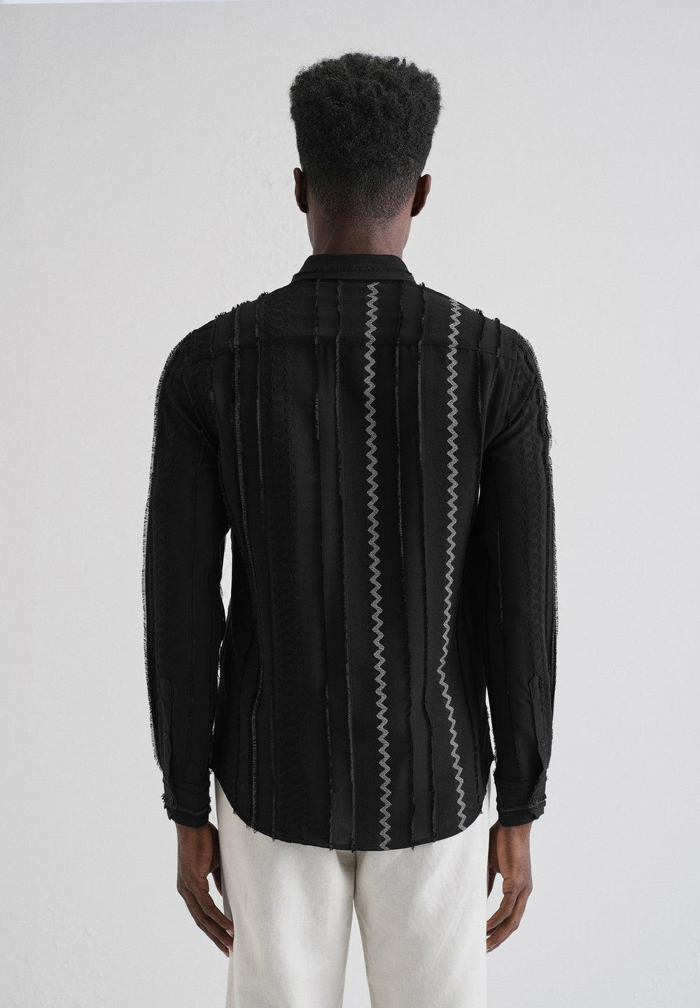 Sleek Black Vertical Chevron Striped Shirt