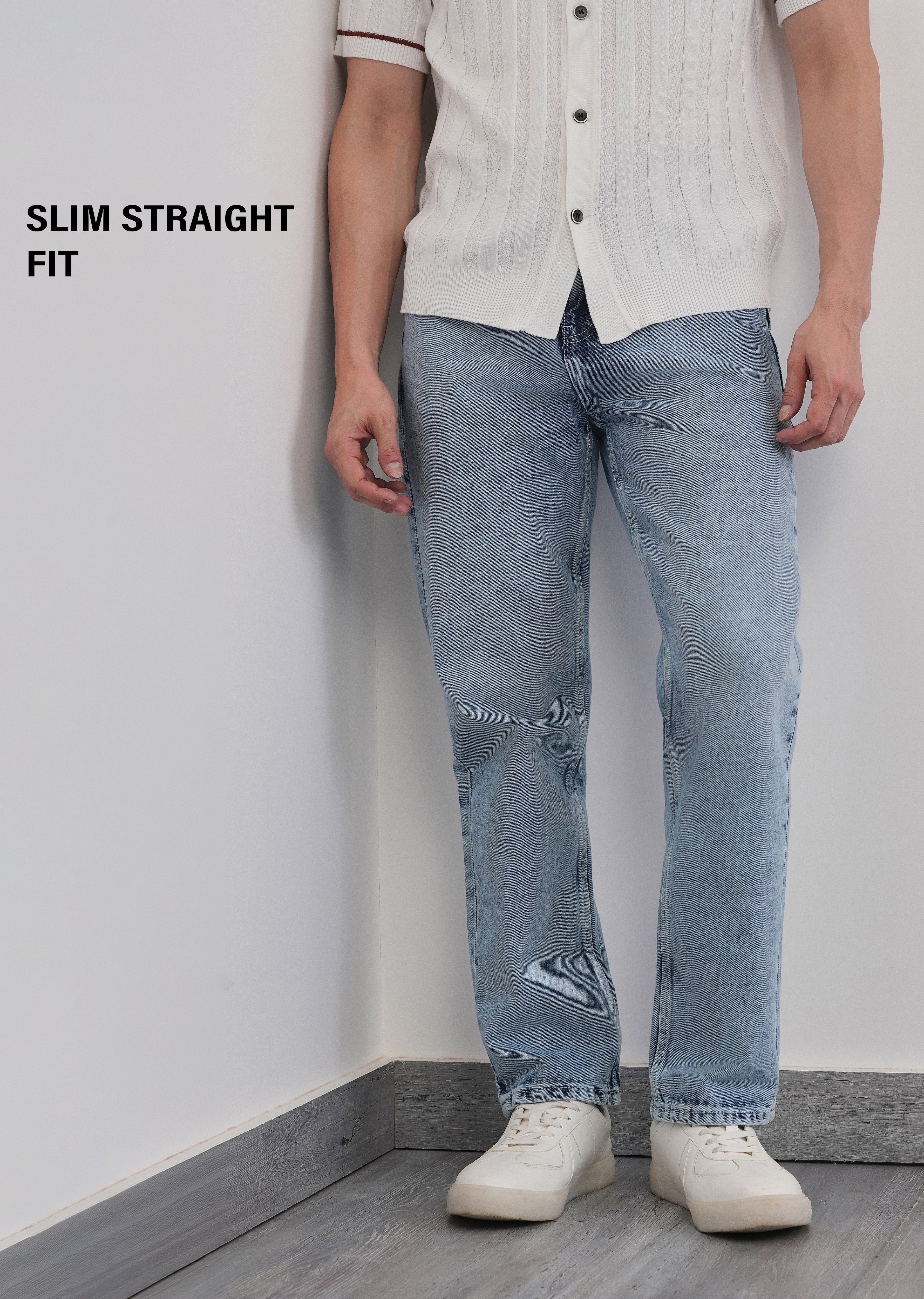 Slim Straight Fit Light Wash Jeans