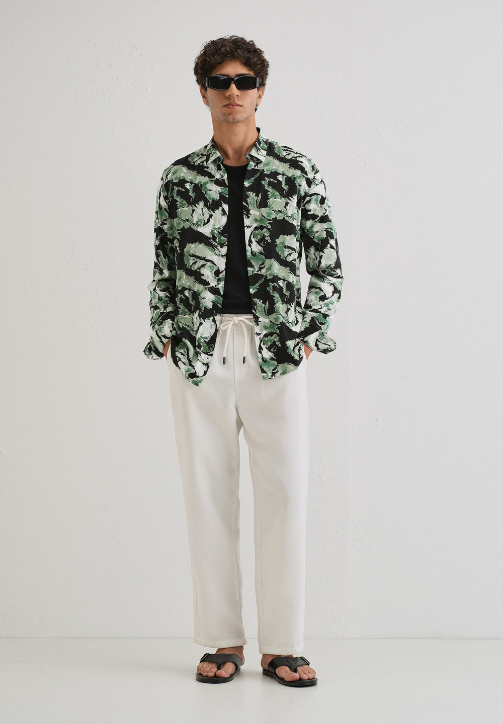 Smoke Green Print Full sleeve shirt