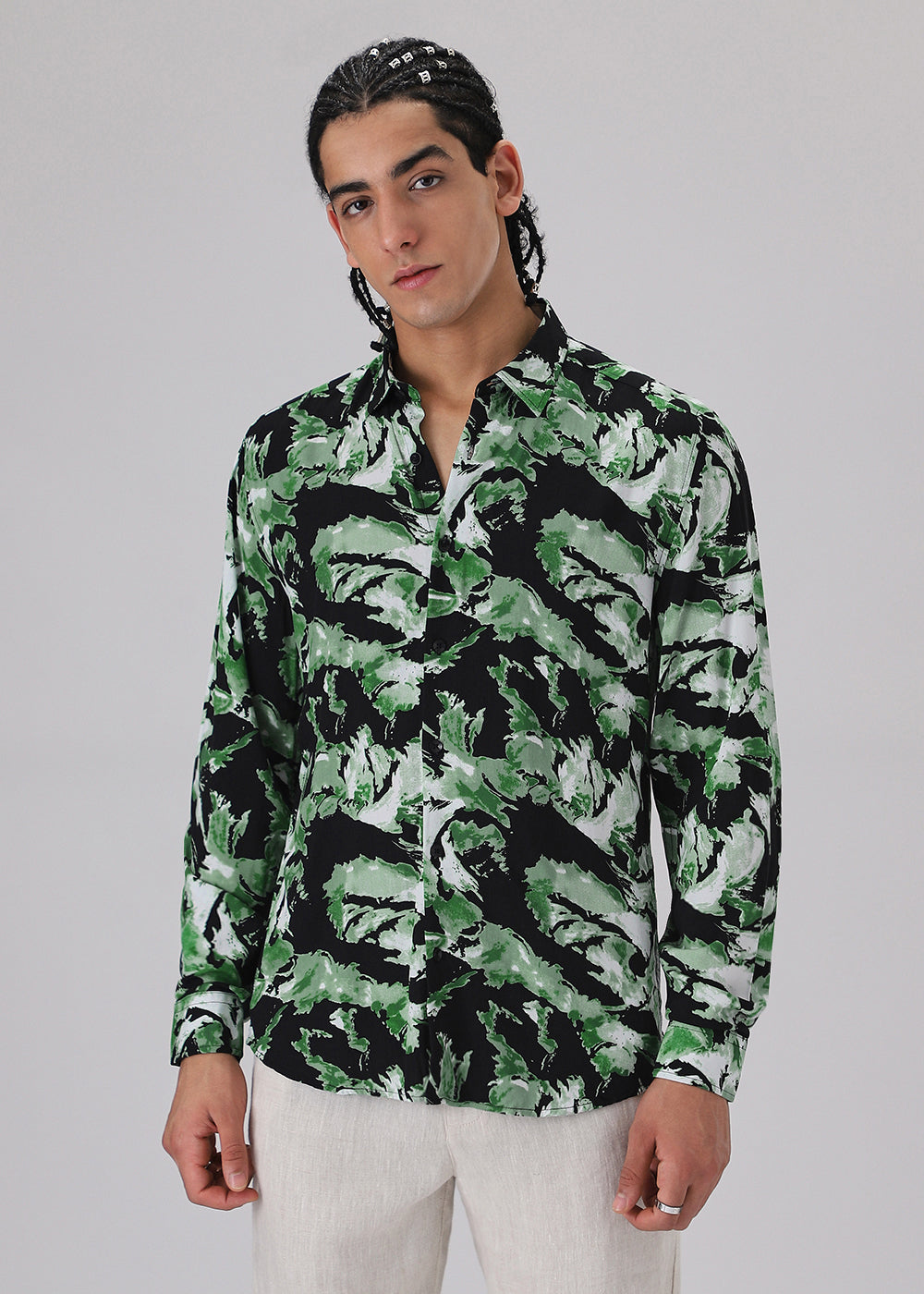 Smoke Green Print Full sleeve shirt