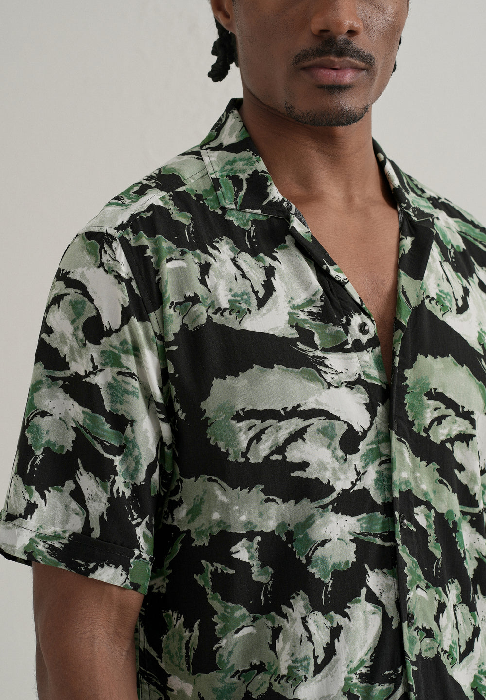 Smoke Green Print Half sleeve shirt