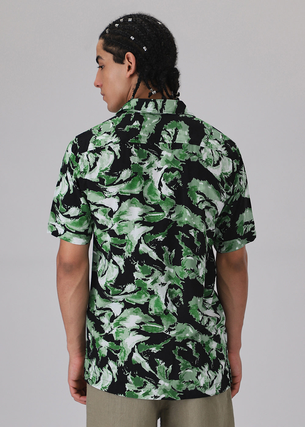 Smoke Green Print Half sleeve shirt