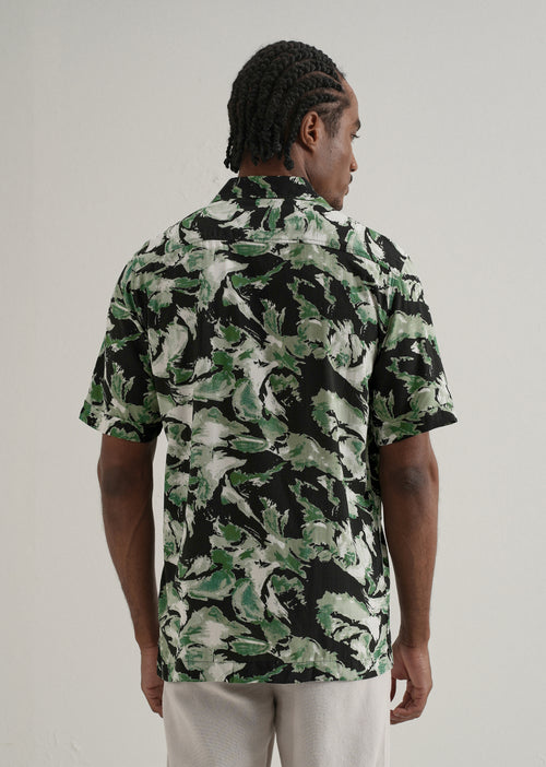 Smoke Green Print Half sleeve shirt