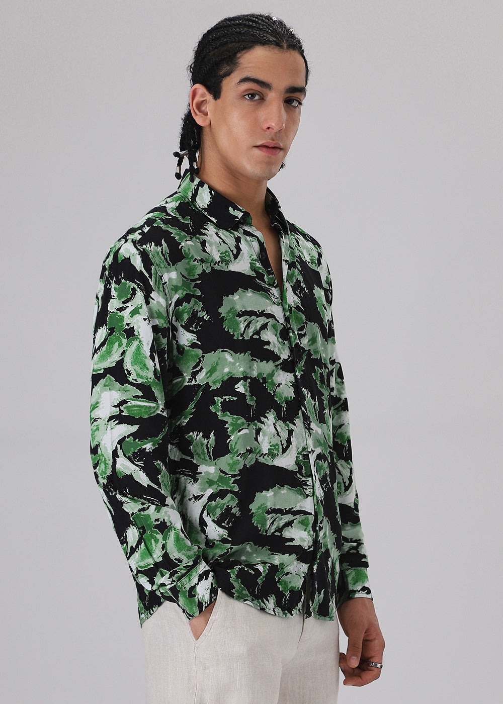 Smoke Green Print Full sleeve shirt