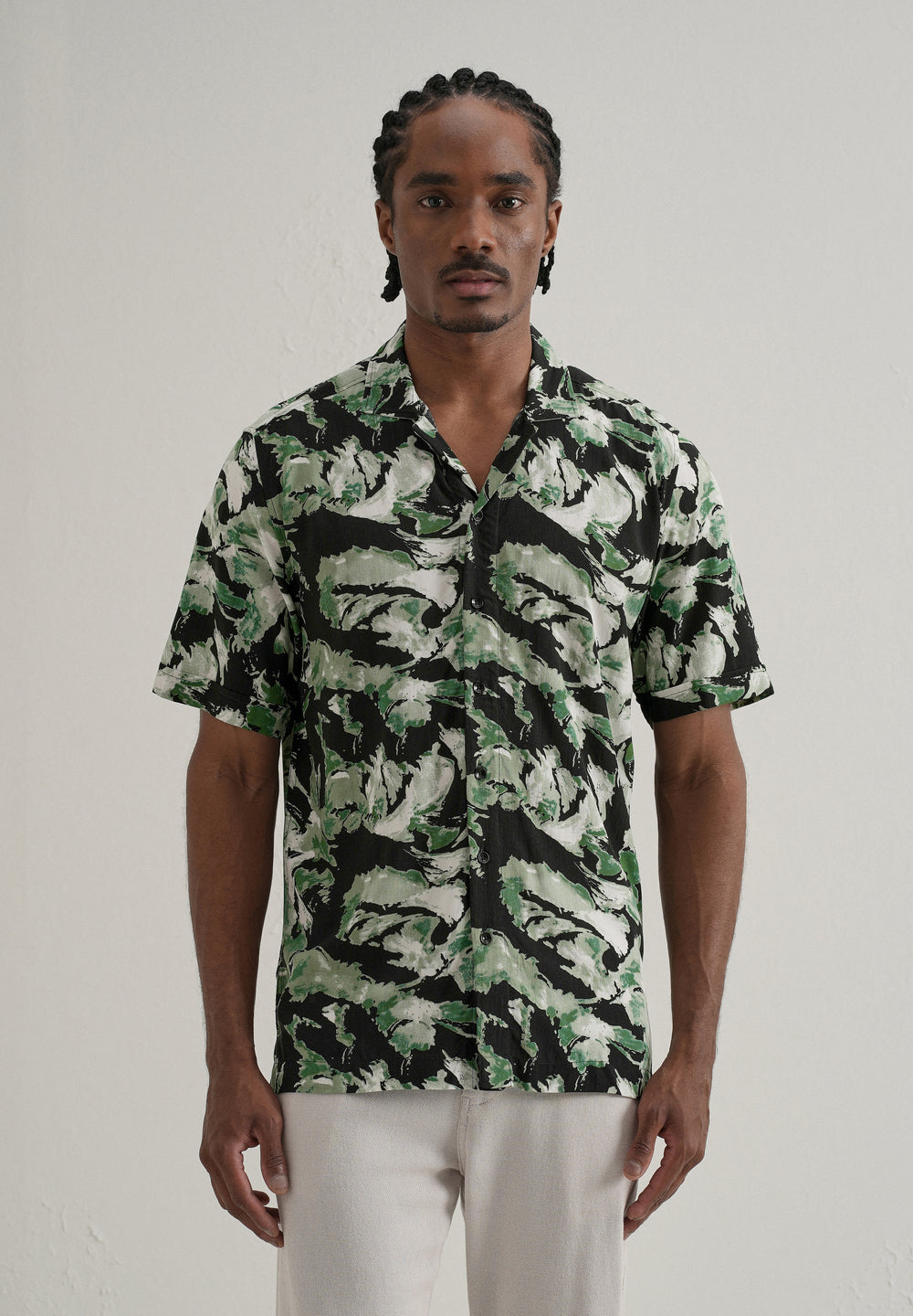 Smoke Green Print Half sleeve shirt