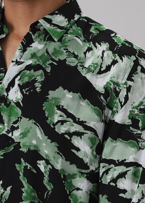 Smoke Green Print Full sleeve shirt