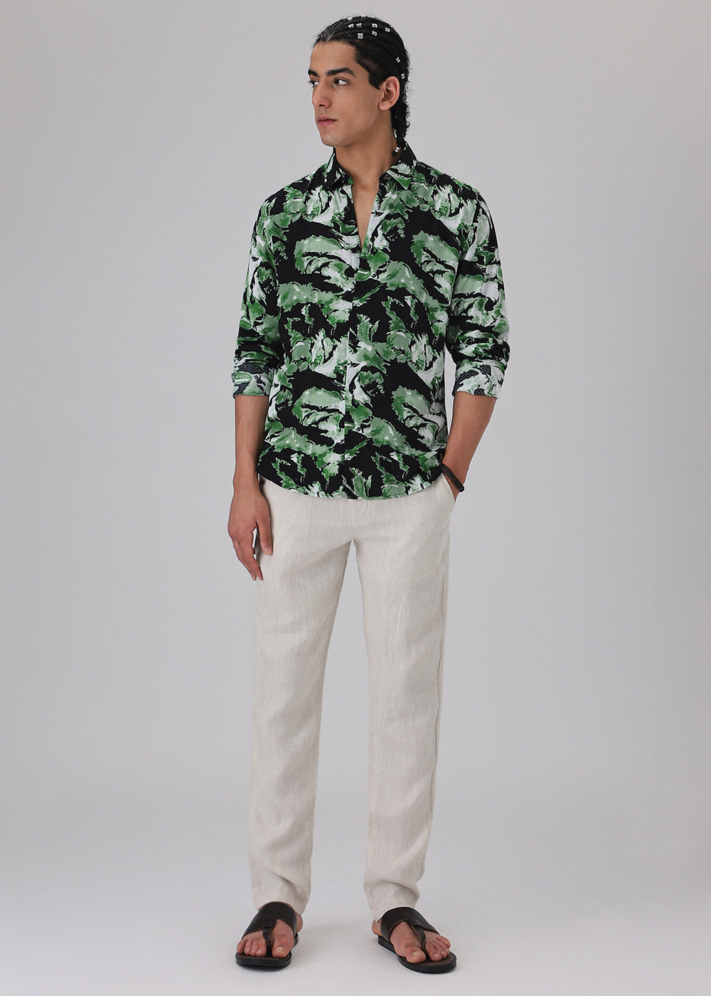 Smoke Green Print Full sleeve shirt