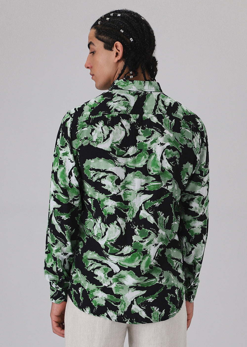 Smoke Green Print Full sleeve shirt