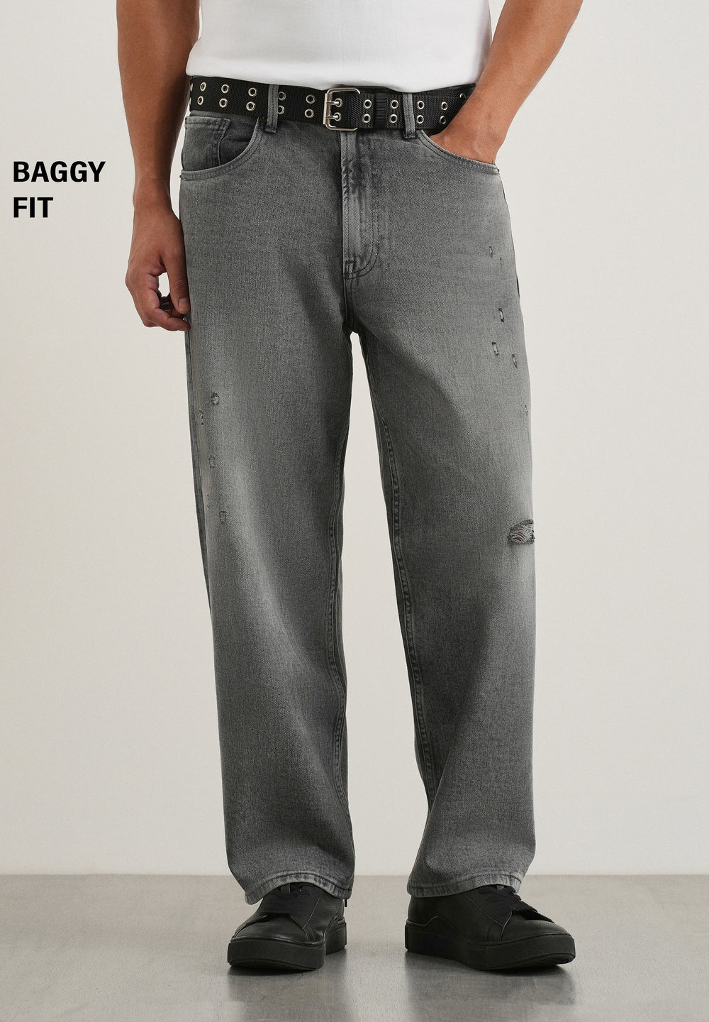 Smoke Grey Baggy Fit Jeans