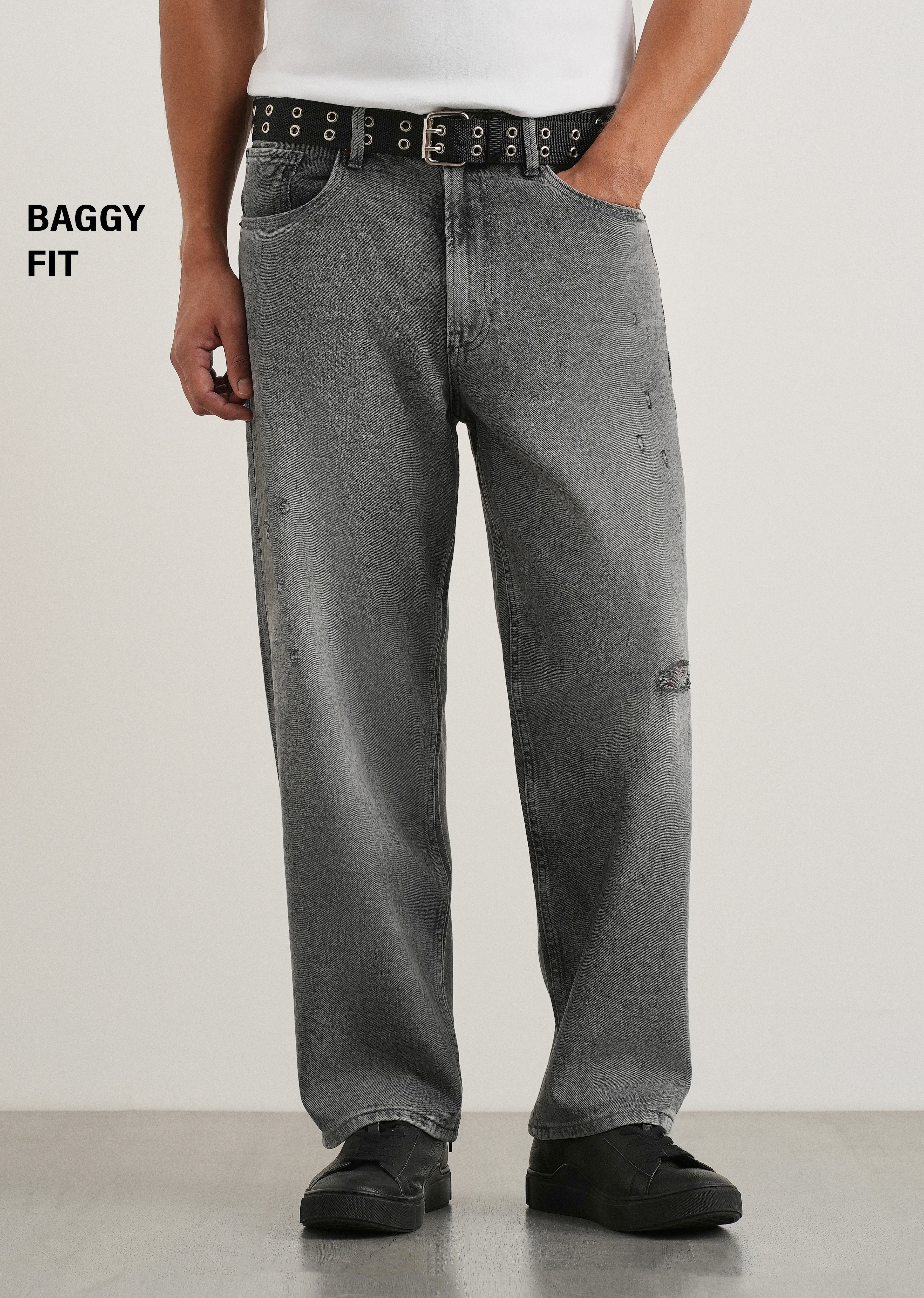 Smoke Grey Baggy Fit Jeans