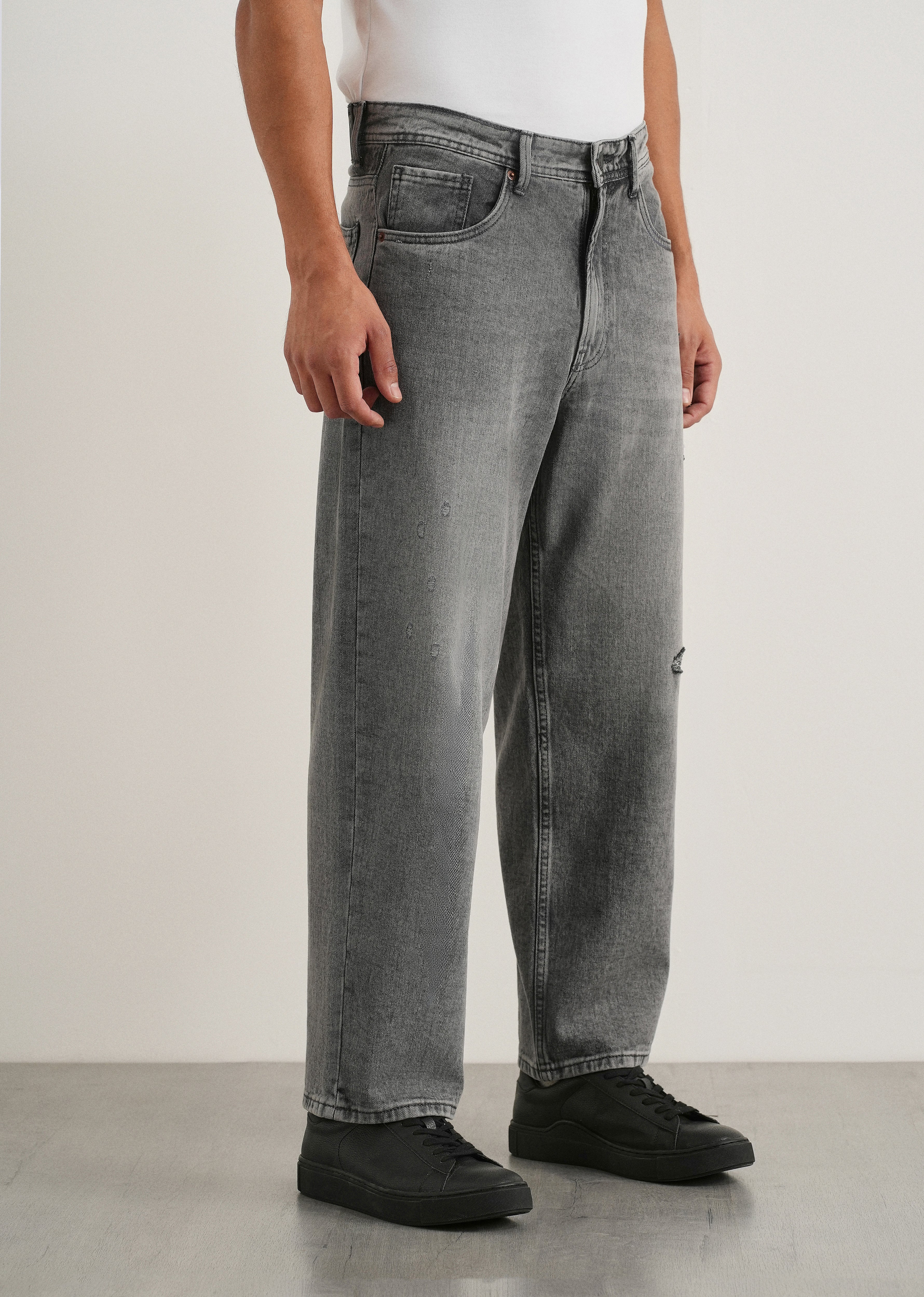 Smoke Grey Baggy Fit Jeans